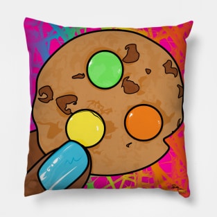 Psychedelic colorful chocolate chip cookie Pillow