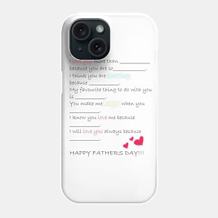 dear dad, with hearts Phone Case