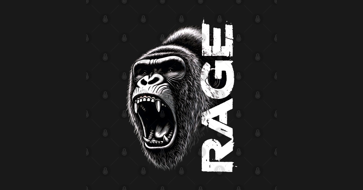 RAGE – Roaring Gorilla Wild Power - Gorilla Head - T-Shirt | TeePublic