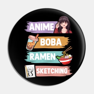 Anime Boba Ramen Sketching Otaku Teen Girls Pin