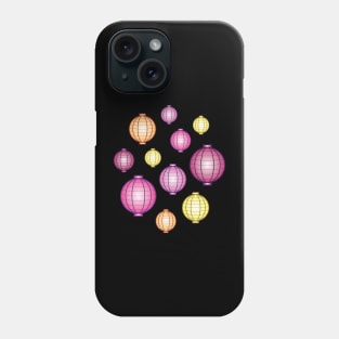 Lanterns | Mid Autumn Festival | Pink Orange Yellow | Black Phone Case