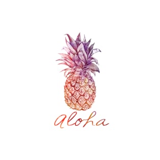 Aloha watercolor and chalk pastel Pineapple T-Shirt