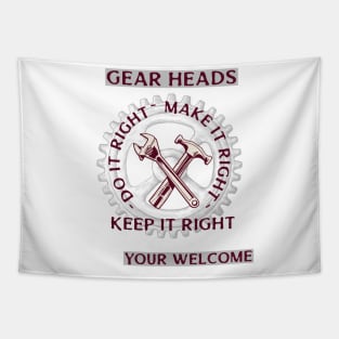 Gear Heads do it right make it right keep it right Tapestry