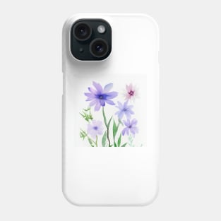 Blue Watercolor Flower Phone Case