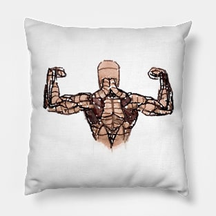 Muscle Man Watercolor Pillow