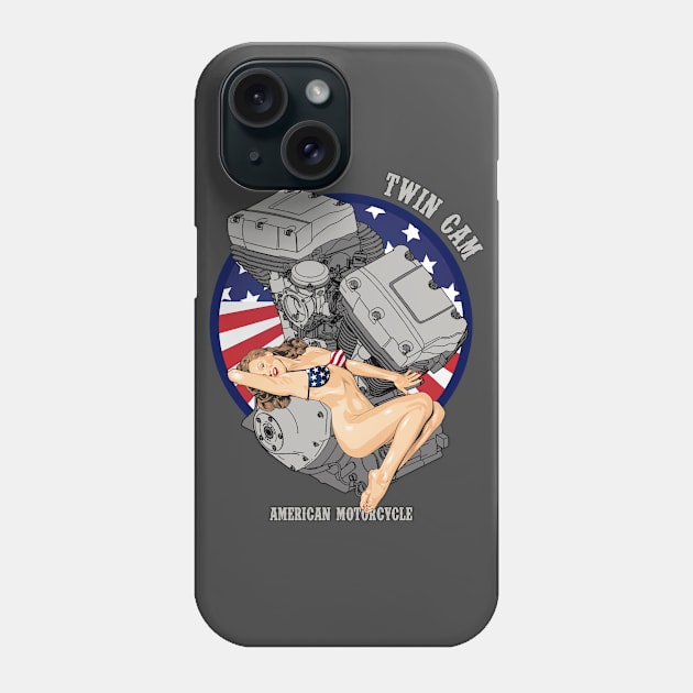 HD Twin Cam Motorcycle Biker Bettie Devil Pinup Hot Bikini Phone Case by The Dirty Gringo