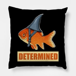 Determined Motivational, Goldfish Shark Pillow