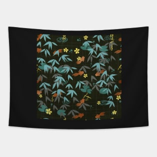 Japanese fish leaves pattern Tapestry