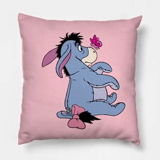 Donkey with Awareness Ribbon Butterfly (Pink) Pillow