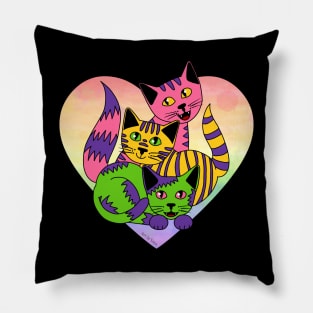 Three Sapphic Kitties Pillow