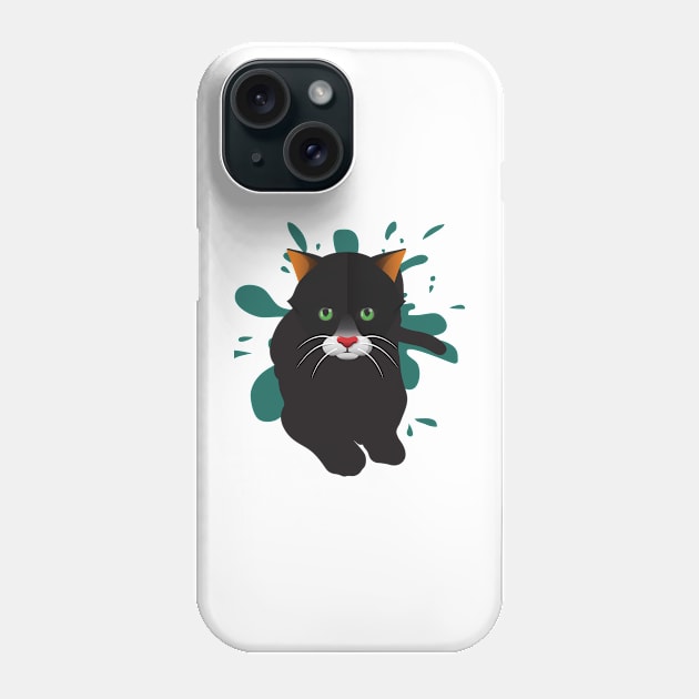 Black Cat / Black Animal / Black and green design Phone Case by BeatyinChaos