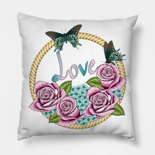 Love - Roses And Hydrangea Pillow