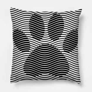 Dog Paw Print On Black And White Waves Pillow