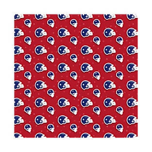 Red and Blue American Football Helmet Pattern T-Shirt