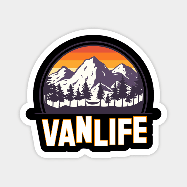 Retro Van I VanLife Camping & Mountains Magnet by 5StarDesigns