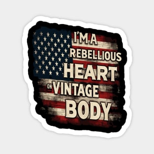 Vintage American Flag Patriotic Rebellious Spirit Tee Magnet