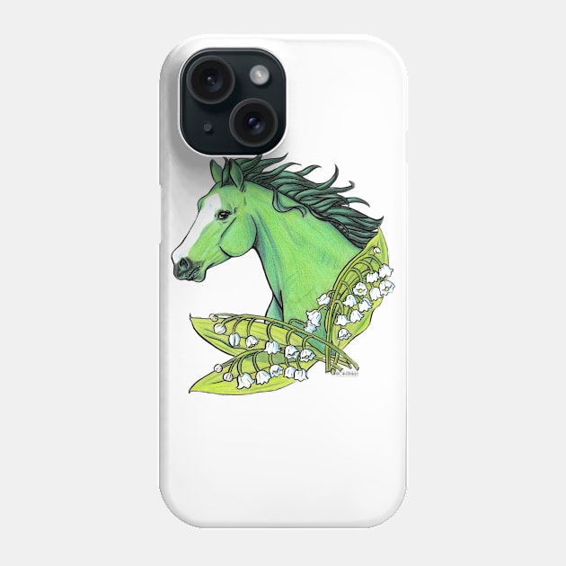 Emerald Horse with Lily of the Valley Phone Case by lizstaley