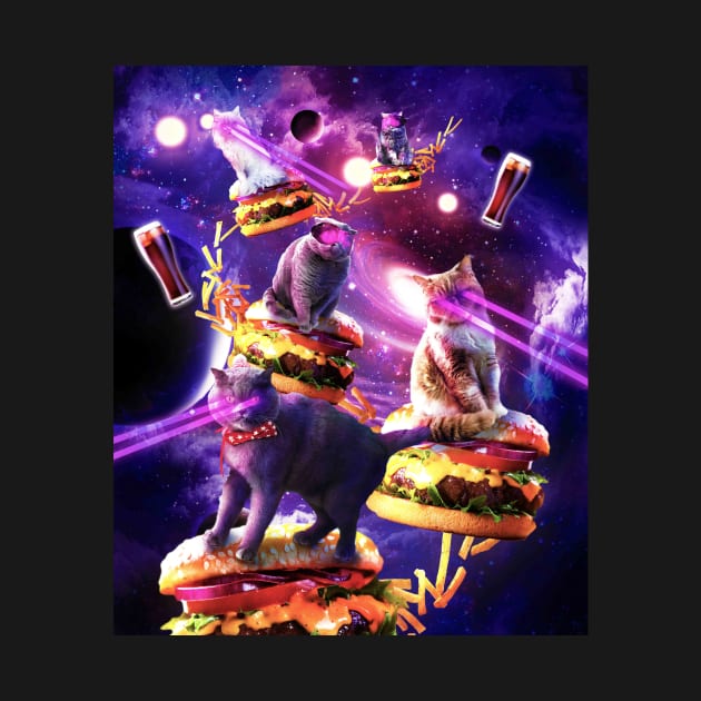 Galaxy Laser Cat On Burger - Space Cheeseburger Cats by Random Galaxy