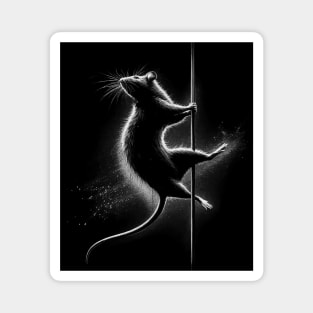 Monochromatic Black And White Rat Pole Dancing Magnet