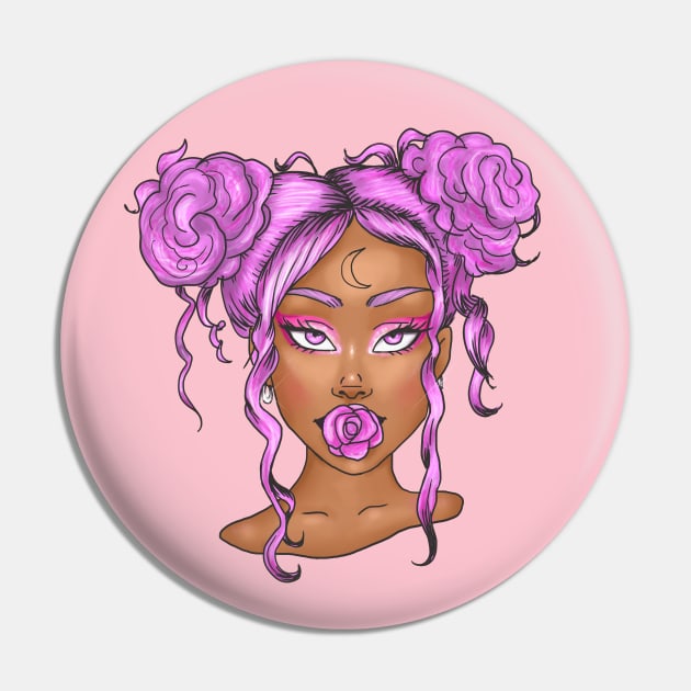 Cute black girl with pink hair art Pin by MiaArt365