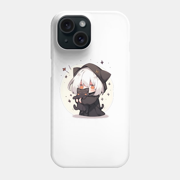 Cat Girl Catch Black Cat Phone Case by UKnowWhoSaid