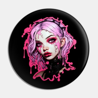 Pink Cyber Goth Girl Pin