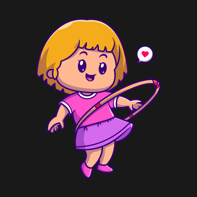 Cute Girl Playing Hula Hoop Cartoon by Catalyst Labs