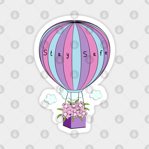 Hot Air Balloon - Stay Safe Magnet by Designoholic