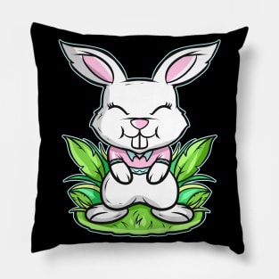 Smilling Easter Bunny With Hare Teeth On Easter Pillow