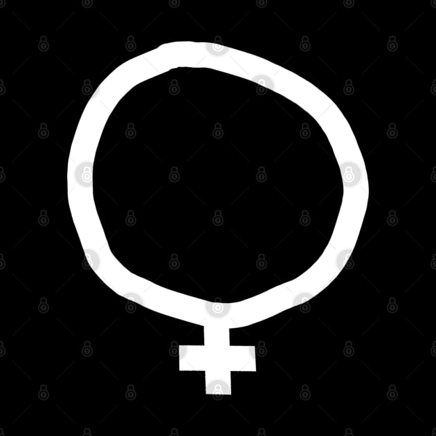 Minimal Female Gender Symbol White Line by ellenhenryart