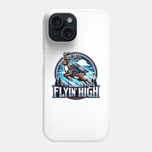 Flyin' High - Reindeer Soaring with Jetpack Phone Case