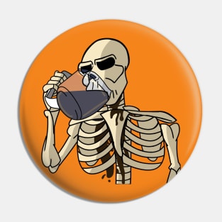 Skeleton Drinking Coffee Pin