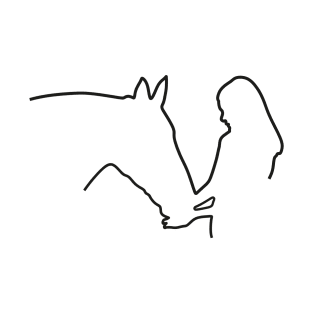 girl and horse love line art T-Shirt