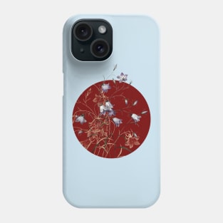 Vintage Blue Flower Botanical Illustration on Circle Phone Case