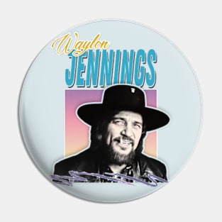 Waylon Jennings / 80s Styled Retro Design Pin