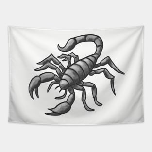 Halloween pattern with black and white scorpios on blood red Tapestry