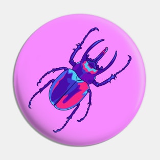 Violet and pink rhinoceros beetle illustration Pin