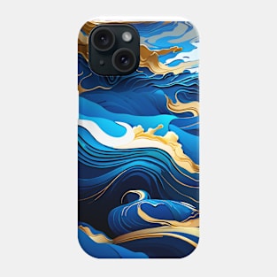 Liquid marble and gold waves Phone Case