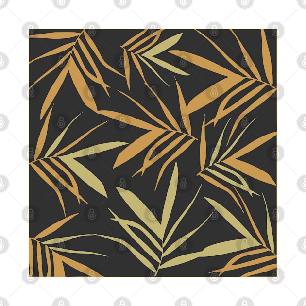 Leaves pattern. black gold. by PrintedDreams