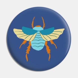 Flying Cyan Blue Beetle Pin