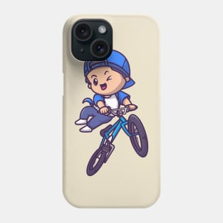 Cute Boy Riding Bicycle Cartoon Phone Case
