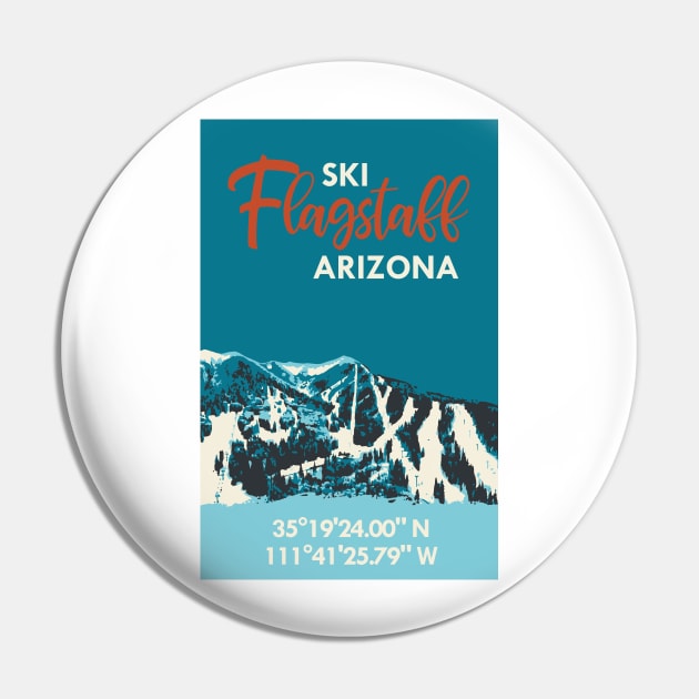 Ski Flagstaff GPS Vintage Poster Pin by ROEDERcraft