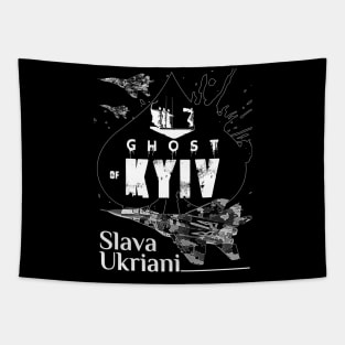 Ghost Of Kyiv Ukraine SLAVA UKRIANI Support with an Ukrainian air force Fighterjet MIG-29 Tapestry