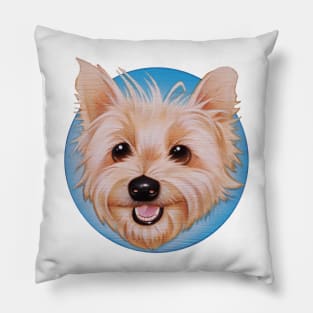 "Get Happy-Get Shorty" (Blue Circle) Pillow