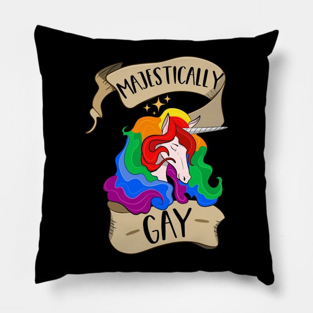 Majestically Gay Unicorn Pillow by Eugenex