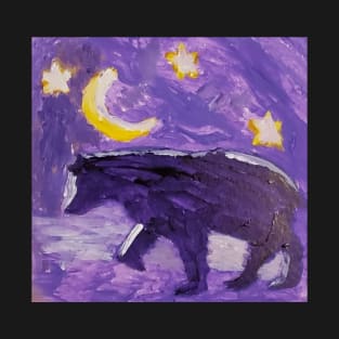 Purple Bear acrylic painting by Tabitha Kremesec T-Shirt