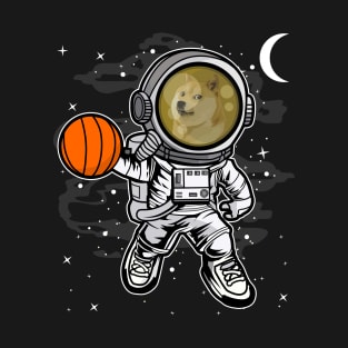 Astronaut Basketball Dogecoin DOGE Coin To The Moon Crypto Token Cryptocurrency Blockchain Wallet Birthday Gift For Men Women Kids T-Shirt