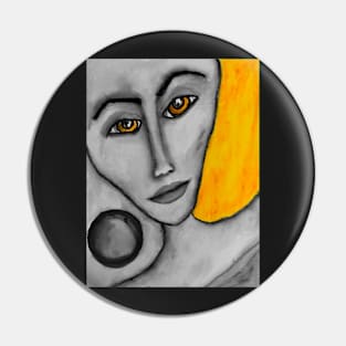 Grey Faced Girl Pin