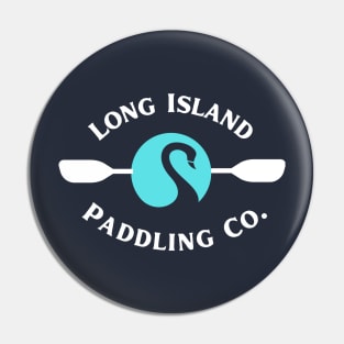 Long Island Paddling Co. White Lettering, Teal Circle with Swan Pin