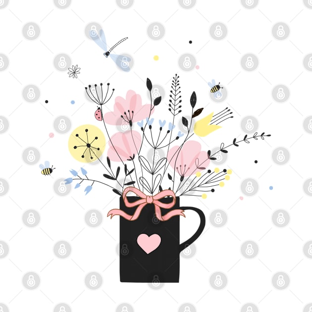 Cute flower design with insects by Sticker deck